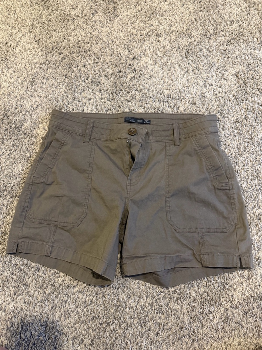 Prana Organic Cotton Blend Utility Shorts Size 10/30 Brown Casual Outdoor